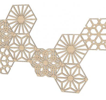 木制六角镂花艺术墙饰SU模型下载_sketchup草图大师SKP模型