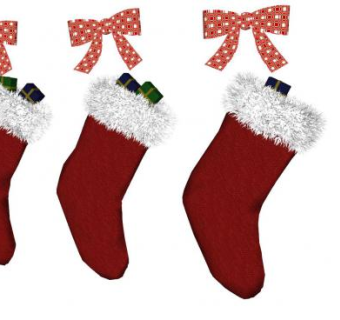 墙饰红色圣诞袜SU模型下载_sketchup草图大师SKP模型