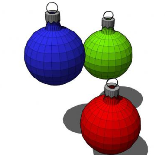 红绿蓝球型圣诞装饰品SU模型下载_sketchup草图大师SKP模型