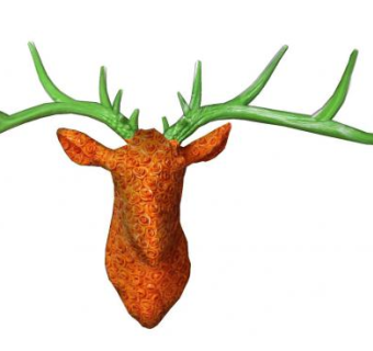 玫瑰橙绿色鹿角装饰墙饰SU模型下载_sketchup草图大师SKP模型