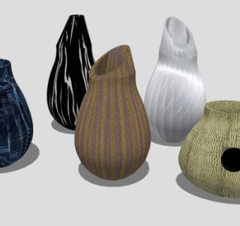 彩釉色陶瓷花瓶系列SU模型下载_sketchup草图大师SKP模型