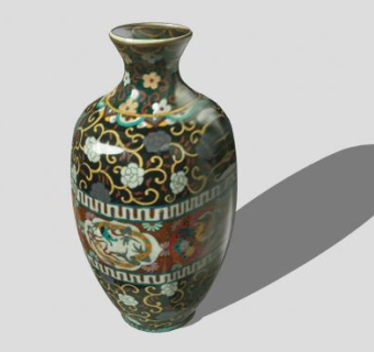 中式陶瓷装饰花瓶SU模型下载_sketchup草图大师SKP模型