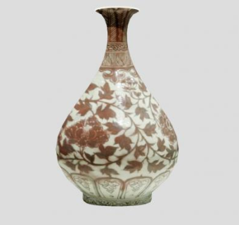 中式彩釉陶瓷花瓶SU模型下载_sketchup草图大师SKP模型