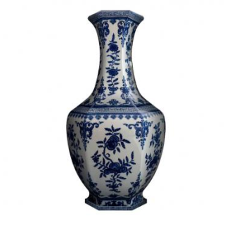 中式青花瓷落地花瓶SU模型下载_sketchup草图大师SKP模型