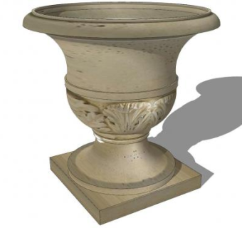 经典欧式石质花瓶SU模型下载_sketchup草图大师SKP模型