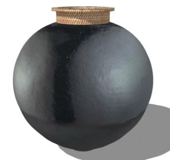 黑色陶罐圆底装饰花瓶SU模型下载_sketchup草图大师SKP模型