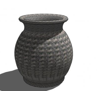 复古落地陶土花瓶SU模型下载_sketchup草图大师SKP模型