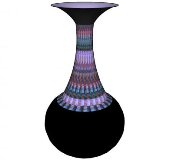 黑色彩绘长颈花瓶SU模型下载_sketchup草图大师SKP模型