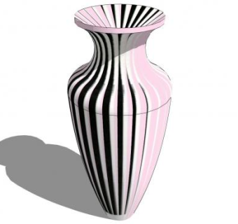 现代黑粉色装饰花瓶SU模型下载_sketchup草图大师SKP模型