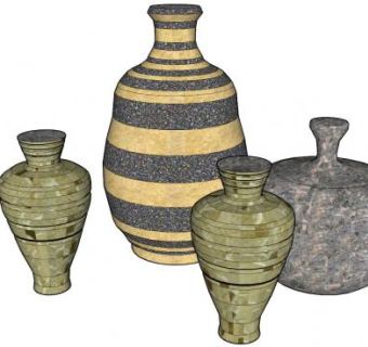 陶土花瓶工艺品SU模型下载_sketchup草图大师SKP模型