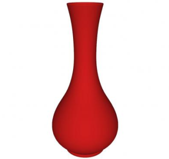 现代红色陶瓷花瓶SU模型下载_sketchup草图大师SKP模型