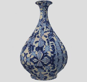 中式陶瓷花瓶玉壶春瓶SU模型下载_sketchup草图大师SKP模型