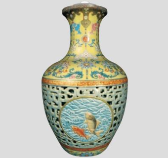 中式装饰粉彩花瓶SU模型下载_sketchup草图大师SKP模型