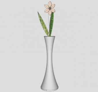 白色茶几装饰简约花瓶SU模型下载_sketchup草图大师SKP模型