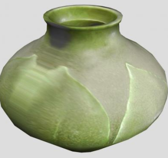 青色彩釉陶瓷花瓶SU模型下载_sketchup草图大师SKP模型