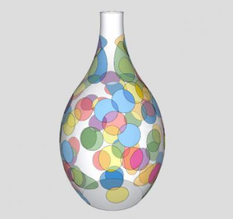 彩色圆圈玻璃花瓶SU模型下载_sketchup草图大师SKP模型