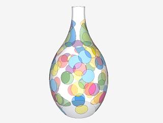 彩色圆圈玻璃花瓶SU模型下载_sketchup草图大师SKP模型
