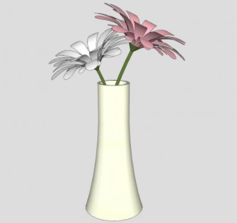 简约白色陶瓷花瓶摆件SU模型下载_sketchup草图大师SKP模型