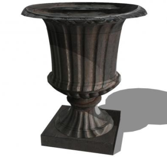 欧式室外砂岩石造花盆SU模型下载_sketchup草图大师SKP模型