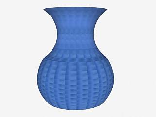 现代蓝色陶瓷花瓶SU模型下载_sketchup草图大师SKP模型