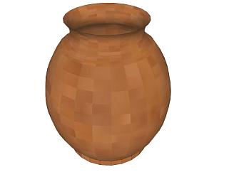 棕色陶瓷花瓶摆件SU模型下载_sketchup草图大师SKP模型