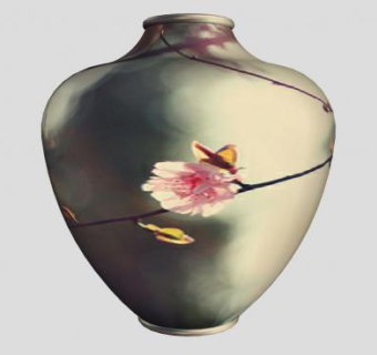 复古彩釉陶瓷花瓶SU模型下载_sketchup草图大师SKP模型