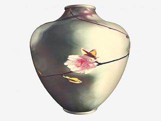 复古彩釉陶瓷花瓶SU模型下载_sketchup草图大师SKP模型