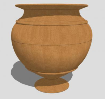 落地陶土陶罐花盆SU模型下载_sketchup草图大师SKP模型