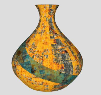 怀旧彩釉陶瓷花瓶SU模型下载_sketchup草图大师SKP模型