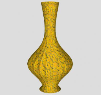 黄色彩釉陶瓷花瓶摆件SU模型下载_sketchup草图大师SKP模型
