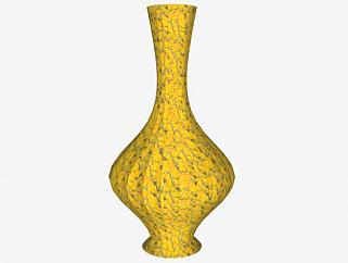 黄色彩釉陶瓷花瓶摆件SU模型下载_sketchup草图大师SKP模型