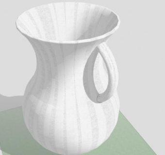 现代白色单耳陶瓷花瓶摆件SU模型下载_sketchup草图大师SKP模型
