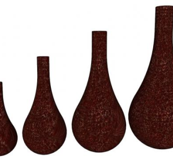 深红色彩釉陶瓷花瓶系列SU模型下载_sketchup草图大师SKP模型