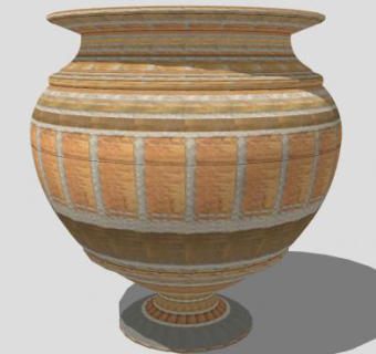 户外装饰陶制花盆SU模型下载_sketchup草图大师SKP模型