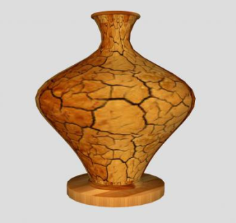 裂痕彩釉陶瓷花瓶SU模型下载_sketchup草图大师SKP模型
