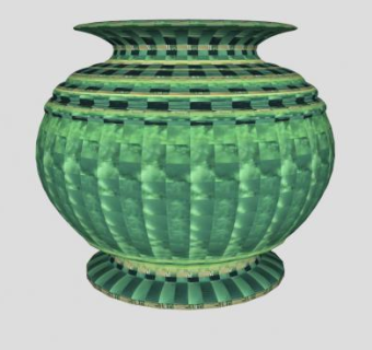 绿色彩瓷装饰花瓶SU模型下载_sketchup草图大师SKP模型