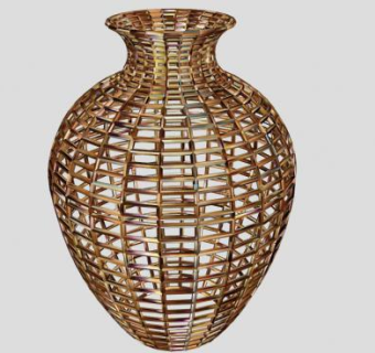 现代金属插花花瓶摆件SU模型下载_sketchup草图大师SKP模型