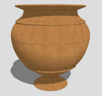 落地陶土陶罐大花盆SU模型下载_sketchup草图大师SKP模型