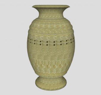 落地陶瓷彩釉花瓶SU模型下载_sketchup草图大师SKP模型