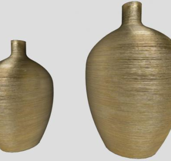 现代镀金色花瓶摆件SU模型下载_sketchup草图大师SKP模型