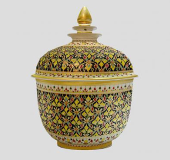 泰式风格彩釉陶瓷花瓶SU模型下载_sketchup草图大师SKP模型