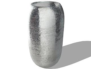 银金属陶瓷装饰花瓶SU模型下载_sketchup草图大师SKP模型