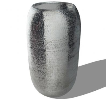 银金属陶瓷装饰花瓶SU模型下载_sketchup草图大师SKP模型