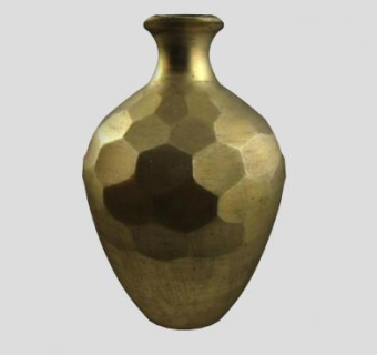 六边形铸型外观金属花瓶SU模型下载_sketchup草图大师SKP模型