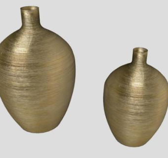 镀金色陶瓷花瓶装饰SU模型下载_sketchup草图大师SKP模型