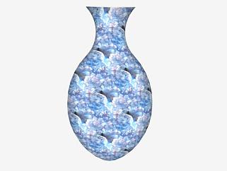 蓝色结晶釉装饰花瓶SU模型下载_sketchup草图大师SKP模型