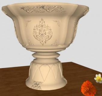 老挝装饰性花钵SU模型下载_sketchup草图大师SKP模型