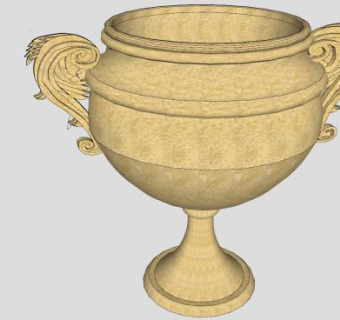 经典砂岩装饰花盆SU模型下载_sketchup草图大师SKP模型