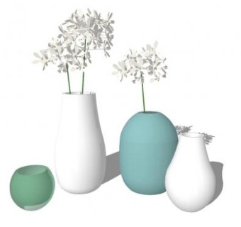 简约陶瓷花瓶摆件干花插花SU模型下载_sketchup草图大师SKP模型