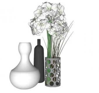 现代创意花瓶摆件系列SU模型下载_sketchup草图大师SKP模型